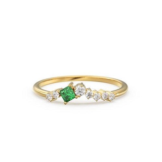 princesa cortar Esmeralda oro banda redondo diamante racimo anillo 3d joyería joya anillos imprimible plata compromiso libra esterlina Moda blanco 3d print model - Mito3D