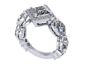 Princesse Couper engagement bague diamant d'or argent bijoux anneaux 3d print model - Mito3D