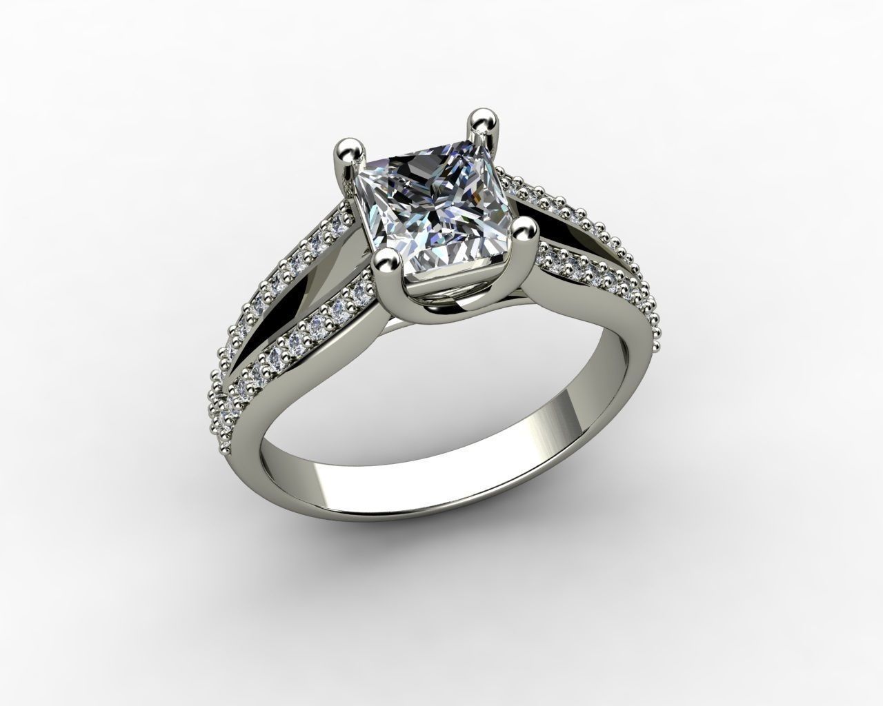 princesse couper engagement anneaux or diamant bague mariage blanc argent bijoux platine prototypage mode sterling brillant gemme 3D print model - Mito3D
