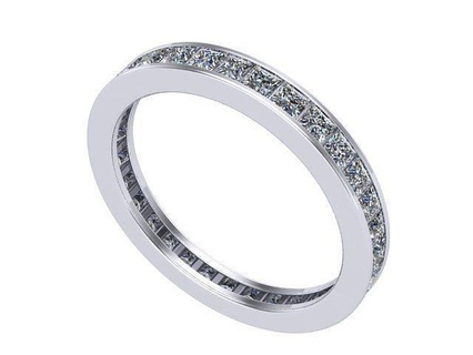princess cut eternity wedding band diamonds golden silver jewelry ring rings 3d print model - Mito3D