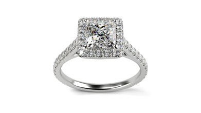 princesa cortar aureola anillo tamaños joya brillante diamante libra esterlina enganchar imprimible compromiso pavimentar boda prototipos impresión joyería anillos 3d print model - Mito3D