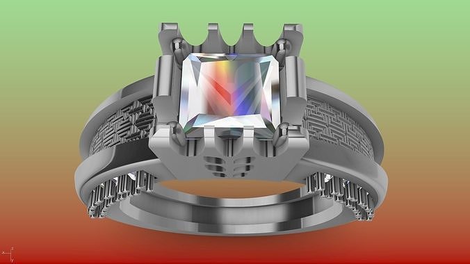 prenses kesmek jali elmas incik yüzük stl doğrulandı mücevher takı yazdırılabilir moda prototip oluşturma 3d cad şık tasarım modaya uygun cazibe mühür tasarımcı Beyan hafif Metin nişan düğün yüzükler 3D print model - Mito3D