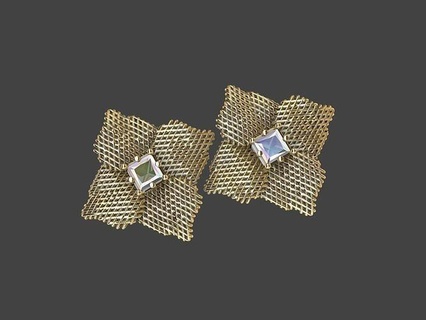 princess cut jali earrings stl verified jewelry jewellery fashion ring printable 3d cad diamond prototyping stylish design jewelrydesign designer 3d print model - Mito3D