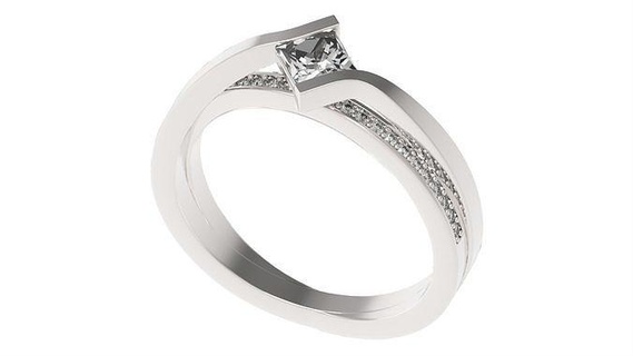 Princesse diamant pont engagement bague Taille gemme bijoux or imprimable brillant anneaux 3d print model - Mito3D
