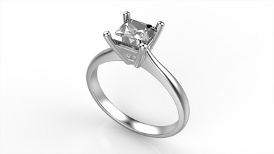 princesse diamant engagement bague taille or gemme brillant bijoux anneaux 3d print model - Mito3D