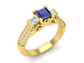 princesa diamante joyería joya ring for woman imprimible boda compromiso brillante anillo moda plata oro libra esterlina canalla mujer anillos 3d print model - Mito3D