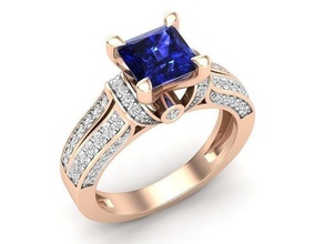 princesa diamante señoras compromiso anillo joyería joya Boda plata oro Moda blanco brillante belleza 3d print model - Mito3D