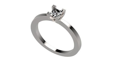 princesse diamant bague taille platine précieux engagement imprimable or brillant bijoux anneaux 3d print model - Mito3D