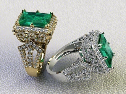 princesa diamante anillo oro plata latón platino gemas piedras Esmeralda Boda regalo Roca imprimible dedo prototipos joyería hermoso joya anillos 3d print model - Mito3D