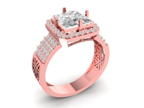 princess diamond rose gold ring women 1109 design 2021 jewelry fashion accessories man men woman unisex fengshui rings 3d print model - Mito3D