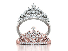 princess diamond tiara fashion ring 3dmodel jewelry rings brilliant usa canada europe france mexico united states uk kingdom printable women luxury 3d print model - Mito3D