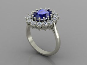 Princesa diana anel joias moda ouro prata topázio joalheria diamante Casamento brilhante imprimível gema jóias jóia esterlina noivado argolas 3d print model - Mito3D