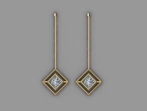 princess earring jewelry diamond gold yellogold 18ky 14ky earrings 3d print model - Mito3D