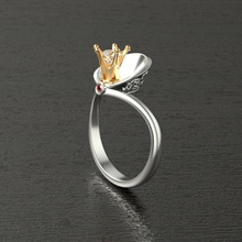 prinzessin engagement ring rg0002 schmuck hochzeit rubin diamant krone ringe 3d print model - Mito3D