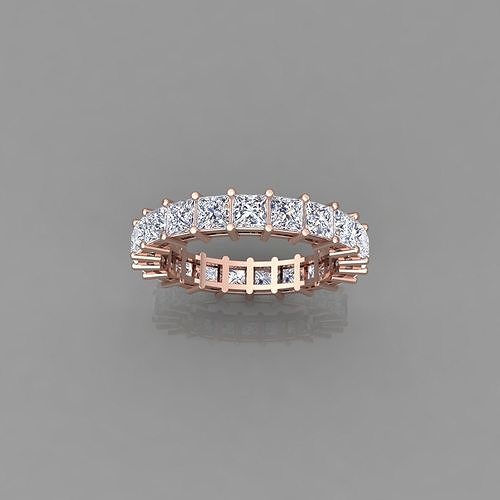 princesa eternidad anillo 3d modelo joya Boda compromiso joyería diamante imprimible oro Moda libra esterlina colgante pendiente collar belleza anillos 3D print model - Mito3D