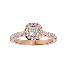 princesse halo solitaire mariage engagement bague 360 vue bijoux bande femme or diamant anneaux femmes imprimable 3d print model - Mito3D