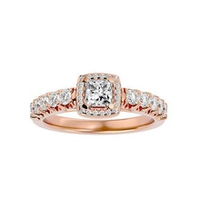princesa aureola solitario Boda compromiso anillo 360 joyería joya banda mujer oro diamante anillos 3d print model - Mito3D