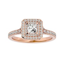 princesa aureola solitario Boda compromiso anillo 360 joyería joya banda mujer oro diamante anillos 3d print model - Mito3D