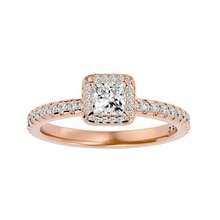 princesse halo solitaire mariage engagement bague 360 vue bijoux bande femme or diamant anneaux femmes imprimable 3d print model - Mito3D