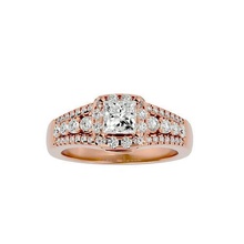 Prinzessin Heiligenschein Solitär Hochzeit Engagement Ring 360 Aussicht Schmuck Band Frauenring Gold Diamant Ringe Frauen 3d print model - Mito3D