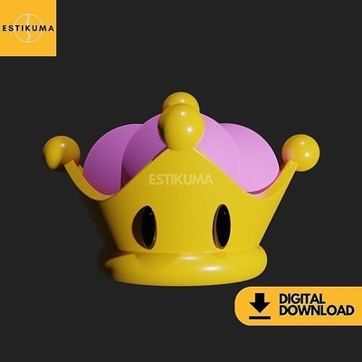 princesa melocotón corona stl 3d archivos digital descargar súper mario personaje juego nintendo bowser bowsette super mario vídeo deporte cosplay moda abucheo hembra cómic cabeza 3d print model - Mito3D