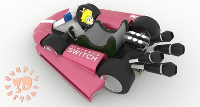 princesa pêssego kart nintendo interruptor alegria controlador jogos brinquedos acessórios 3d print model - Mito3D