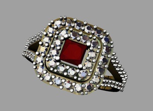 la princesse anneau bijoux taille le diamant bague en de mode d'argent or gem pierre précieuse ruby l'émeraude saphir imprimable 3dprint l'engagement joyau les anneaux 3d print model - Mito3D