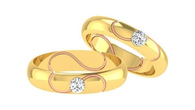 princesa solitario pareja banda anillo boda compromiso joyería imprimible joya diamante anillos novia novio platino bandas silueta matrimonio 3d print model - Mito3D