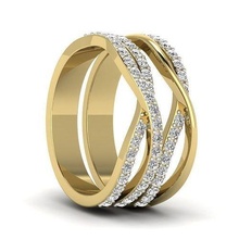 princesa solitario Pareja banda anillo Boda compromiso joyería imprimible joya diamante oro anillos novia novio platino bandas brillante lujo 3d print model - Mito3D