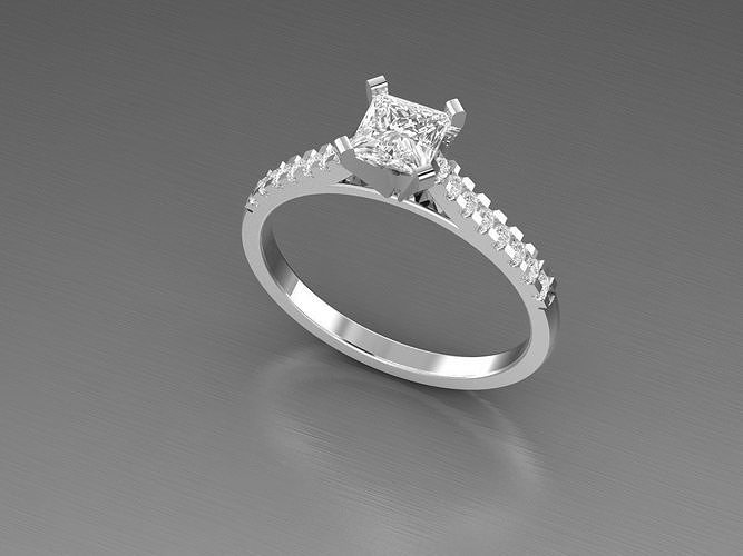 Princesa solitário anel joalheria Casamento noivado ouro luxo imprimível diamante moda argolas esterlina jóias jóia prata 3D print model - Mito3D