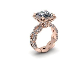 Princesse calcul engagement bague diamant d'or argent bijoux anneaux 3d print model - Mito3D