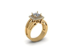 Princesa pedra noivado anel diamante dourado prata joalheria argolas 3d print model - Mito3D
