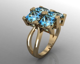 princess stone fashion Schmuck Juwel diamond Mode gold Silber Platin Frau 3d rhino Kleidung kostbar Ringe 3d print model - Mito3D