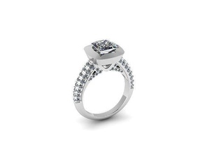 princess stone ring diamond golden silver jewelry rings 3d print model - Mito3D