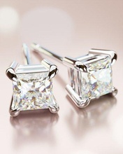 princess stones ear rings chrome luxury mirror jewelry fashion earrings 3d print model - Mito3D
