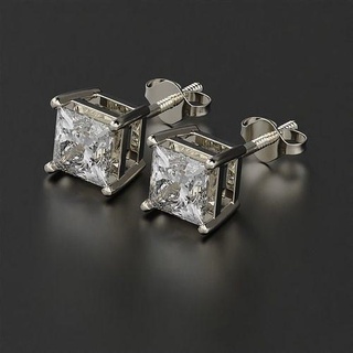 princess stud earring jewelry studearring gold diamond printable gem silver earrings 3d print model - Mito3D