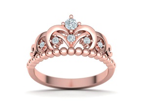 princesa tiara corona anillo 3dmodel joyería joya oro imprimible anillos diamante estados unidos canadá europa alemania uk suecia 3dprint ringforher 3d print model - Mito3D
