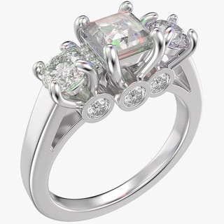 prenses üçleme yüzük incelmek shank tpsrd tp 3d Yazdır model nişan düğün KADIN takı elmas mücevherler moda tasarım altın kesmek yazdırılabilir değerli taş yüzükler 3d print model - Mito3D