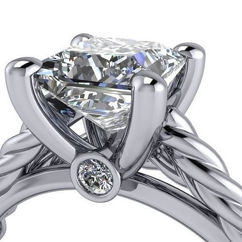 corte princesa solitário nupcial Casamento banda conjunto Antiguidade clássico diamante anel joalheria argolas ouro noivado prata gema platina Princesa brilhante moda safira designer 3D print model - Mito3D