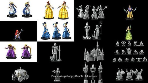 Prinzessinnen wütend bündeln Blut Schüssel Fantasie Spielzeuge Spiele Fee Fußball Disney Aschenputtel Amazonas Schneewittchen Rollenspiel Spiel Zubehör 3d print model - Mito3D