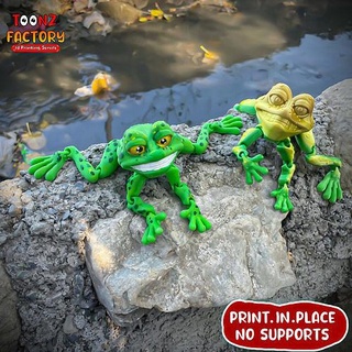 print-in-place flexi toad articulated frog flexy flexable linkage link links toy toonz factory animal fokoos fidget print place supports games toys game accessories 3d print model - Mito3D