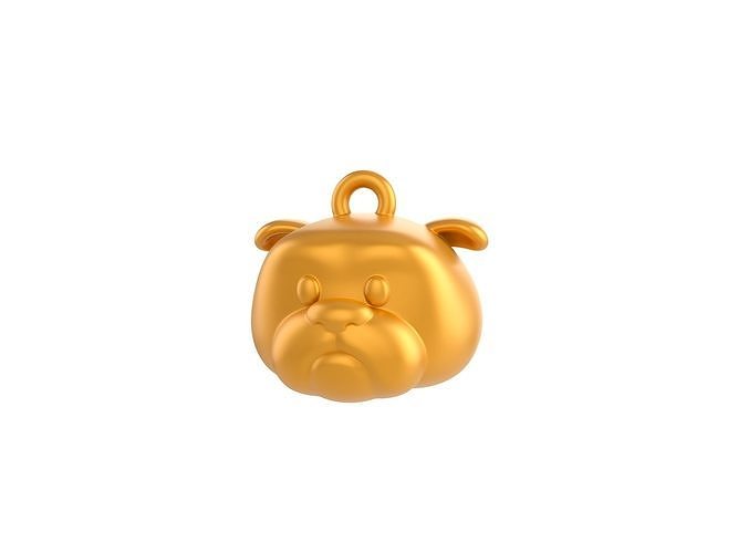 print001 buldogue cabeça pingente cão touro cachorro animal joalheria ouro jóia imprimível faça personagem esculpir arte decoração Projeto stl colares pingentes 3D print model - Mito3D
