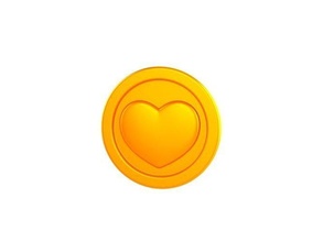 print004 madeni para kalp Aşk romantik sevgili sembol altın yazdırılabilir kendin yap şekil vermek Sanat dekorasyon tasarım stl nakit banka birimi oyuncak paralar Rozetler 3d print model - Mito3D
