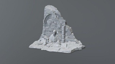 impressão Buda Rocha Hércules leão estátua base arco ruína túmulo pedras pedra Budha fantasia personagem jogos brinquedos 3d print model - Mito3D