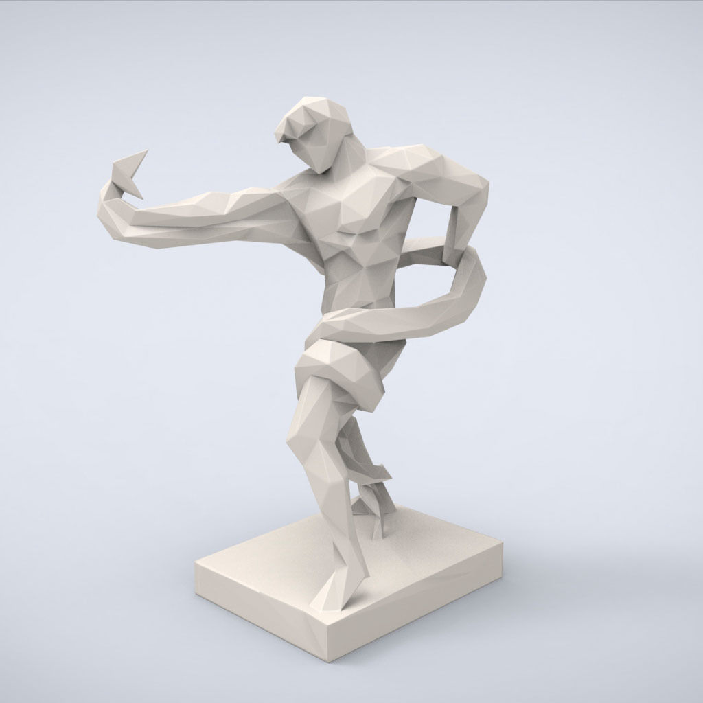 printable athlete wrestling a python miniatures challenge miniature sculpture classic classical lowpoly traditional statue ancient fight snake figurines art sculptures 3D print model - Mito3D