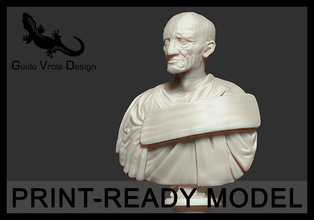 printable bust of marcus porcius cato censor elder consul roman classic classical sculpture ancient rome empire marble print ready accurate detailed guido vrola architectural details art sculptures 3d print model - Mito3D