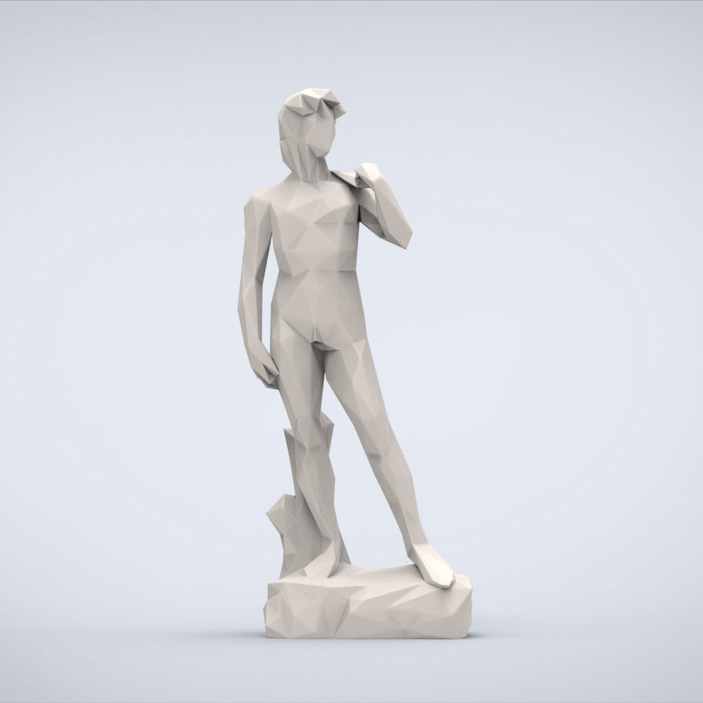 printable david of michelangelo lowpoly style miniatures challenge miniature sculpture classic classical traditional statue ancient figurines art sculptures 3D print model - Mito3D