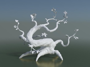 druckbar fantasie baum pflanze blume kunst holz wald skulpturen 3d print model - Mito3D