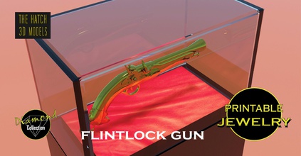 printable flintlock gun pendant antique flitlockgun weapon pirates corsair jewelry pendants 3d print model - Mito3D