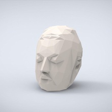 printable head if buddha lowpoly style art miniature sculpture classic classical low traditional statue ancient miniatures challenge sculptures 3d print model - Mito3D